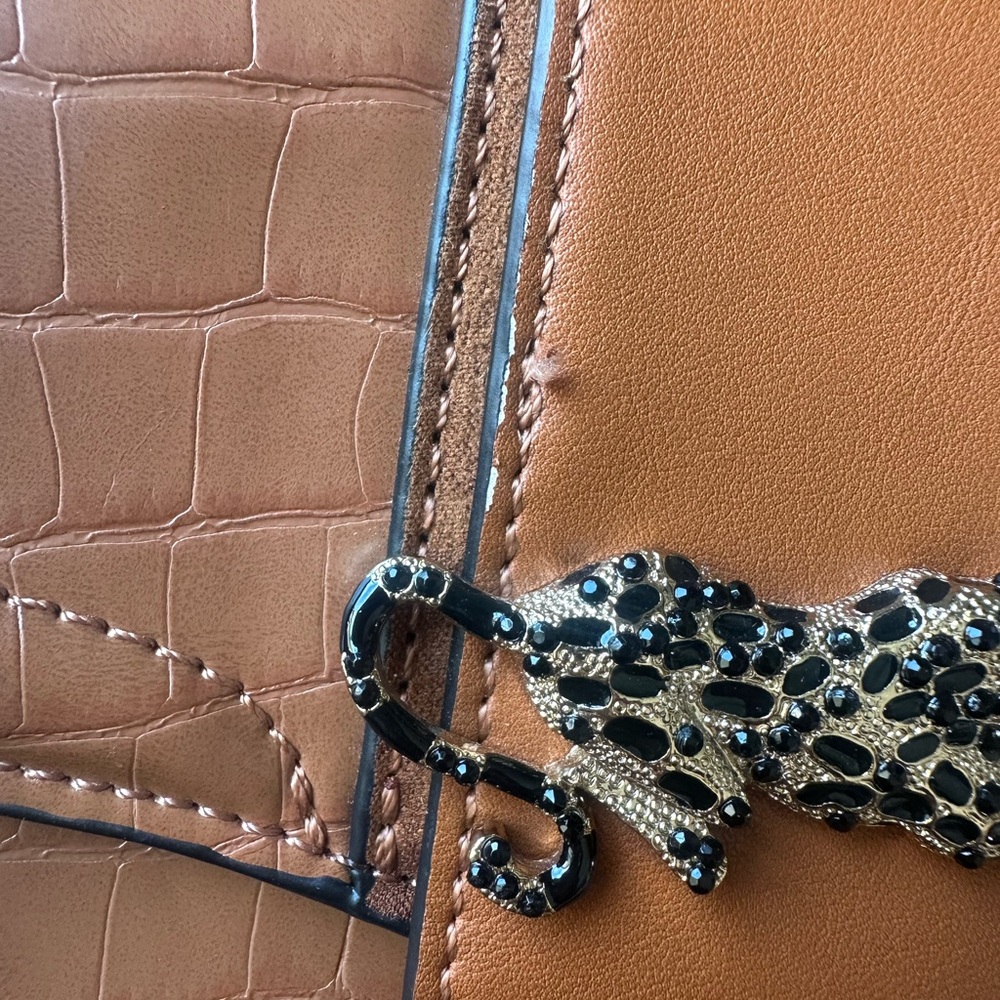 Topshop Tan Croc-Embossed Mini Belt Bag with Leopard Clasp - Picture 7 of 14